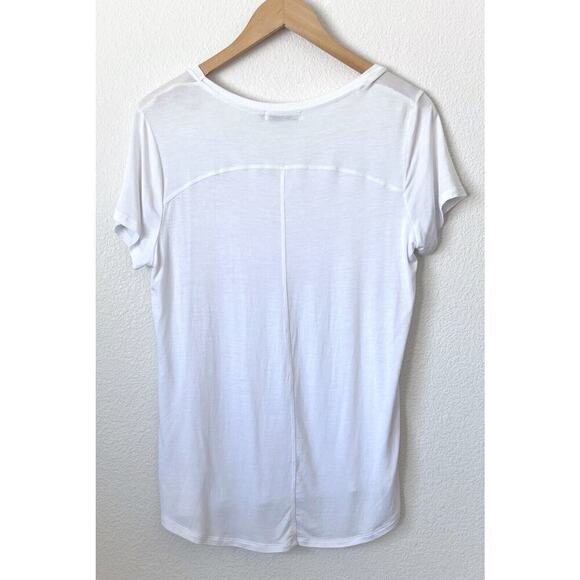 Prana Womens Medium Foundation Short Sleeve V-Neck Tee Shirt White Lightweight - Picture 4 of 8